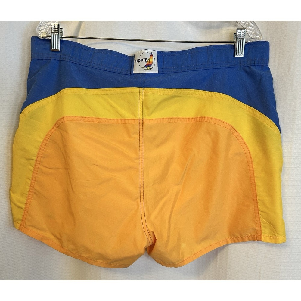 VTG 80s Hobie Men's Swim Trunks Size 38 Blue Orange Yellow